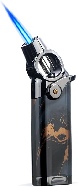 HONEST Single Jet Flame Butane Lighters Refillable Torch Lighters Adjustable Gas Lighter Windproof Lighters Gift for Men BBQ Grill Camping (Black)