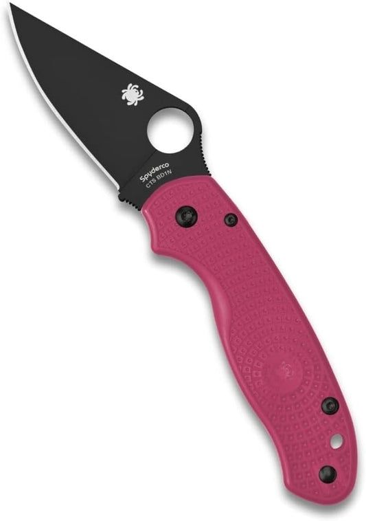 Spyderco Para 3 Lightweight Folding Utility Pocket Knife with 2.93 Inch CTS BD1N Steel Blade and Pink FRN Handle - PlainEdge - C223PPNBK