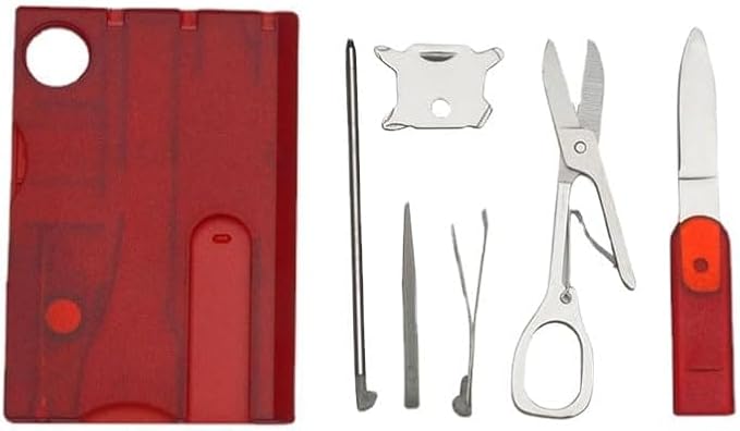 Black Outdoor Survival Bottle Opener Card Multi Tool Outdoor Barbecue Knife Camping Tool Hiking LED Light Magnifier EDC Tool Gear Multitools Hand Tools Accessories