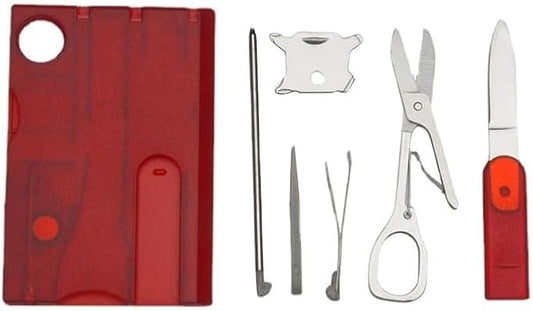 Black Outdoor Survival Bottle Opener Card Multi Tool Outdoor Barbecue Knife Camping Tool Hiking LED Light Magnifier EDC Tool Gear Multitools Hand Tools Accessories