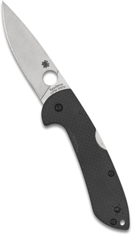 Spyderco Siren Carbon Fiber Folding Pocket Knife with 3.60 Inch Stainless Steel and Carbon Fiber Handle - PlainEdge - C247CFP