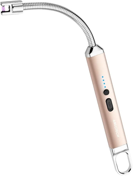 ARECTECH Lighter Electric Lighter Arc Candle Lighter Flameless Rechargeable Lighter USB Long Lighters for Candle Cooking BBQs Fireworks Gold
