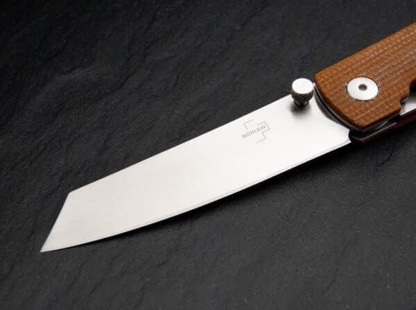 Boker Plus Tenshi Micarta - 2.68" Modified Tanto Vg-10 Blade, Thumbstud and Linerlock with Micarta Scales Designed by Kansei - 01BO327