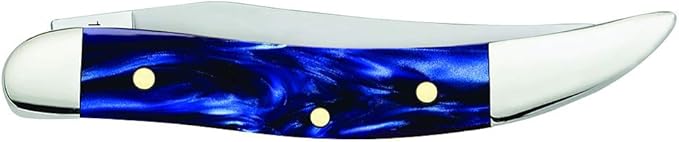 Case WR XX Pocket Knife Small Texas Toothpick Sparxx Blue Pearl Kirinite Item #23437 - (1010096 SS) - Length Closed: 3 Inches