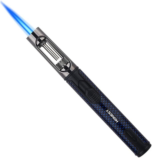 HONEST Torch Lighters Butane Lighters Refillable Single Jet Flame for Candle Grill BBQ Camping (Blue)