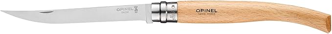 Opinel Effile Slimline Series Folding Fillet Knife – Slim Blade Folding Knife, Virobloc Locking Collar, Sustainably Harvested Wood Handles, Updated Blade Profile (Beechwood/No.12)