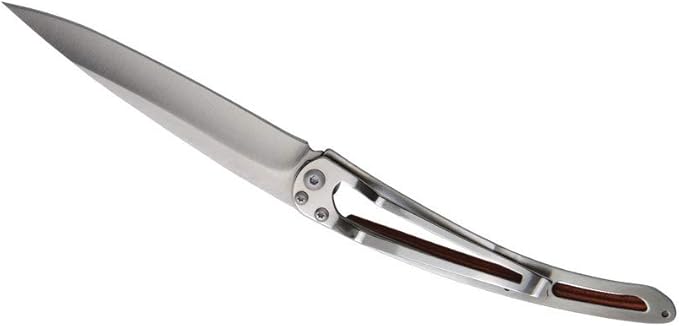 deejo - Ultra-Light Folding Pocket Knife with Belt Clip - 1.3 OZ Coral Wood Version - Thin and Sharp Blade - Hunting Day Pattern - in Stainless Steel - Elegant and Modern Design