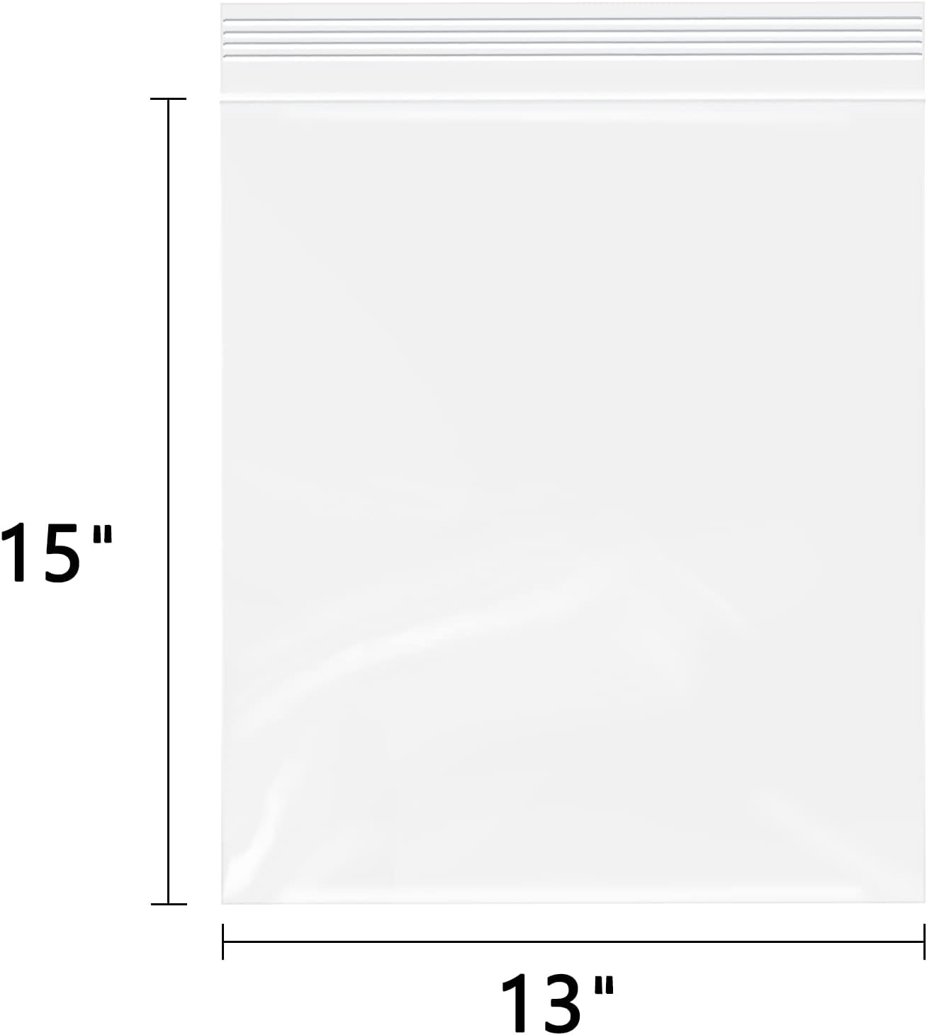 13" x 15"(200 Count) Large Zip Poly Bags - Clear Plastic Reclosable Storage Zipper Bags 2 Mil for Clothing, T-Shirts, Pants