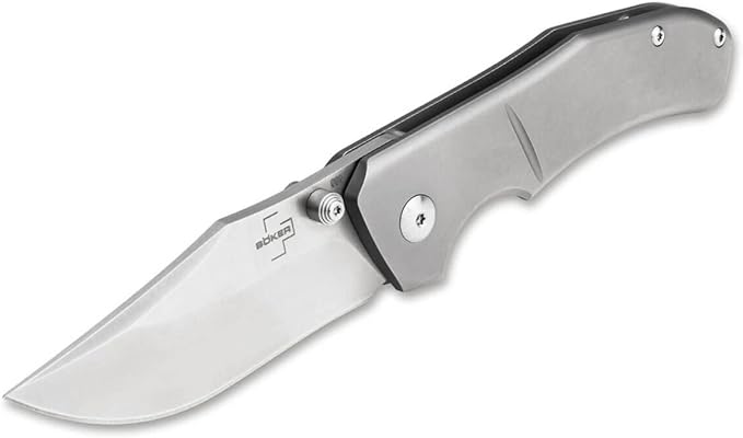 Boker Plus Jive - knife with titanium handle scales - folding knife with D2 blade - small knife with clip