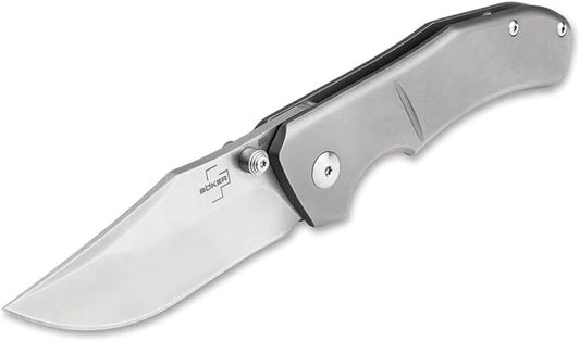 Boker Plus Jive - knife with titanium handle scales - folding knife with D2 blade - small knife with clip