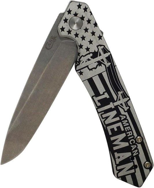 Case WR XX Every Day Carry Pocket Knife S35VN AMERICAN LINEMAN KINZUA™ EDC BLACK ANODIZED ALUMINUM 646621 KINZUA S35VN 4 3/4 inches closed