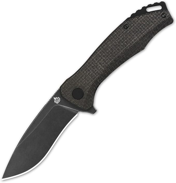 QSP KNINFE Raven 4.5" Flipper Folding Pocket Knife, D2 Blade G10 or Micarta Handle, Smooth Flipper Opening Knife