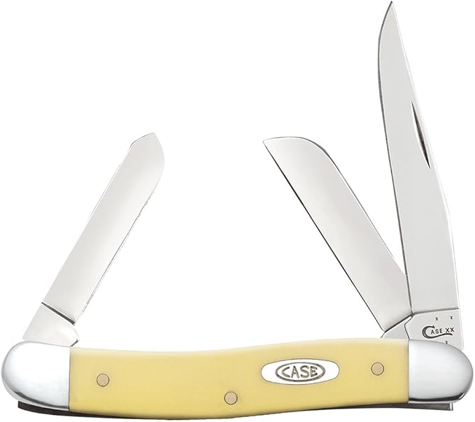 Case XX WR Pocket Knife Madium Stockman With Synthetic Handle, Carbon Steel CV Blades, Length Closed: 3 5/8 Inches (Yellow Synthetic)