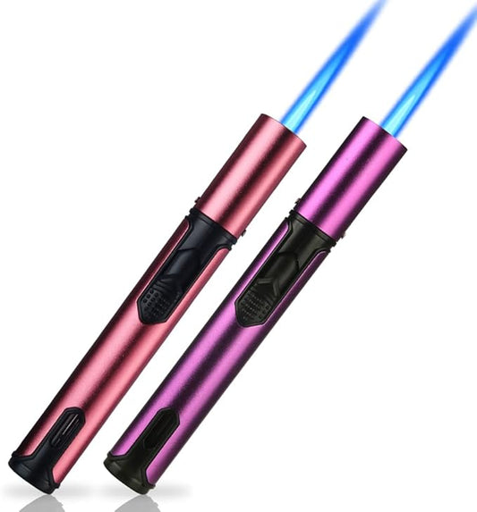PROMISE Torch Lighters, Butane Lighters Refillable Single Jet Flame for Candle Grill BBQ Camping (Pink& Purple)