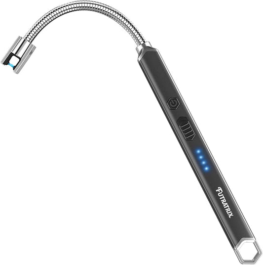 Electronic Candle Lighter Arc Windproof Flameless USB Rechargeable Electric Lighter (1 Pack - Black)