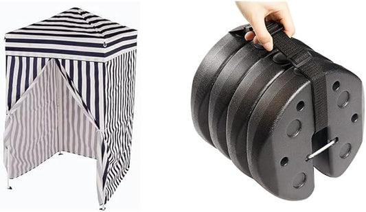 Impact Canopy 4' x 4' Portable Dressing Room, Navy Blue/White & ABCCANOPY Easy Canopy Weights, 4Pack (27LB)