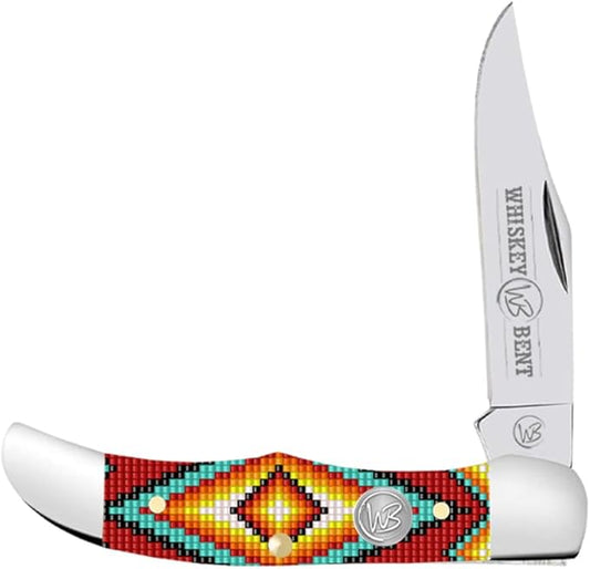 WHISKEY BENT HAT CO. Mini Hunter Folding Pocket Knife 2.75" Closed Length 440C Stainless Steel Blade (The Warrior)