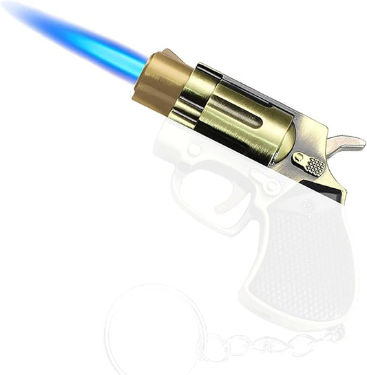 Cool Torch Lighter Refillable Metal Keychain Jet Flame Lighters Vintage Novelty Lighter for Fireplace Candle Camping BBQ (Without Butane Gas/Kerosene) (08)