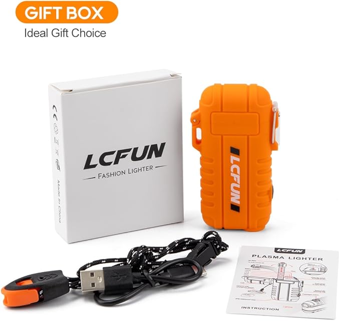 LcFun Electric Lighter USB Rechargeable Lighter Dual Arc Lighter Flexible Neck Plasma Lighter Electronic Candle Lighter Waterproof Windproof Lighters for Camping, Hiking, Survival Gear