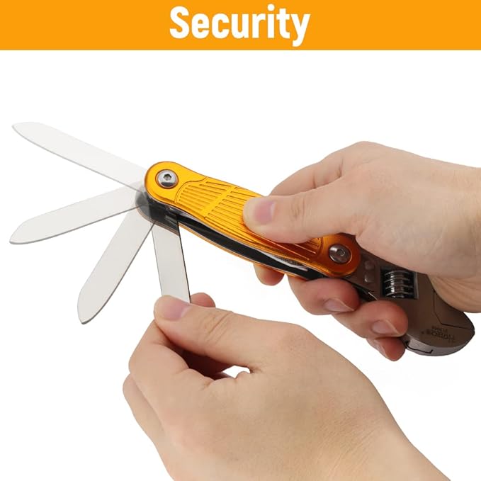 Hoteche MultiTool 7-in-1 Multi-Function Aluminum Handle Adjustable Wrench with Stainless Steel File, Saw, Screwdriver, Bottle Opener, Pocket Knife l for DIY, Outdoor and Household Repairs
