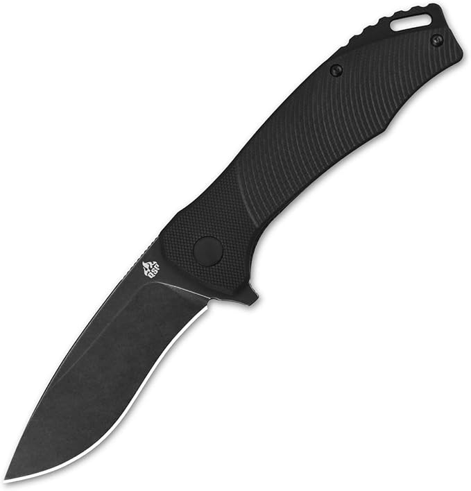 QSP KNINFE Raven 4.5" Flipper Folding Pocket Knife, D2 Blade G10 or Micarta Handle, Smooth Flipper Opening Knife