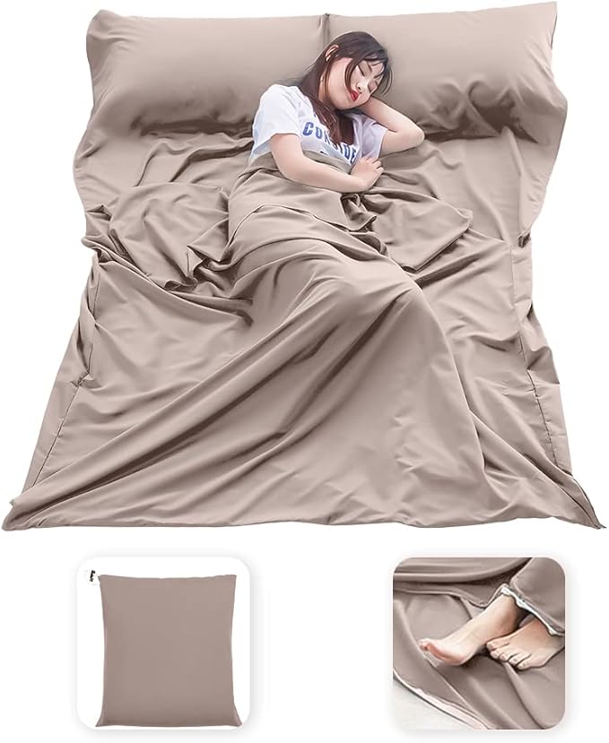 Sleeping Bag Liner Lightweight Compact Sleeping Bag Sack Portable Clean Travel Sheet Camping Sleep Sheet for Backpacking Hotel Hiking