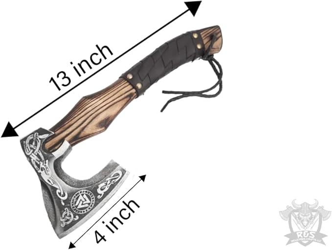 Forged Carbon Steel Viking Axe with Sheath | Throwing Tactical 13" Camping Bearded Axe Hatchet | Best Birthday & Anniversary for him