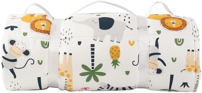 Bunnikins & Clover Toddler Nap Mat with Removable Pillow, Nap Mats for Preschool, Easy Clean Toddler Nap Pad for Kindergarten, Kids Sleeping Bag for Travel Camping