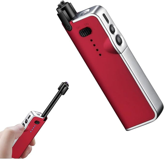 YOZWOO Electronic Candle Lighter Rechargeable USB Lighter Plasma Arc Lighters Long No Butane Lighter Flameless Lighter with LED Battery Indicator Retractable Design for Candles, Cooking, BBQ (Red)