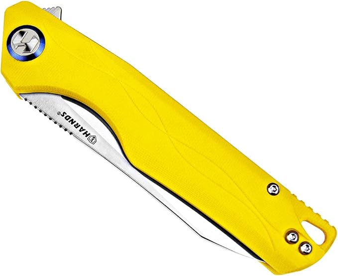 Harvest Pocket knife with Sandvik 14C28N Steel Folding Knife with G10 Handle for Camping Hunting Surviral (Yellow)