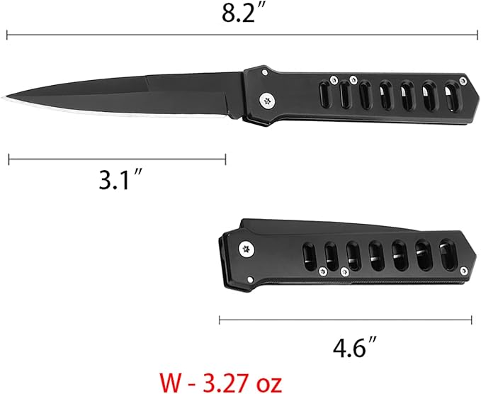 Pocket Folding Knife with 3.1” Stainless Steel Blade and Handle-blade Sharp (black)