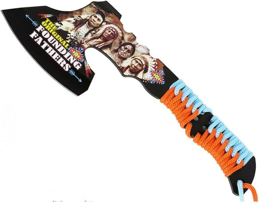 Tomahawk Founding Fathers Axe Survival Hatchet, Great for Camping, Survival, and Outdoors Activity, Handle Blue/coral Strings Woven On It Comes with Black Nylon Sheath, for Any Occasion