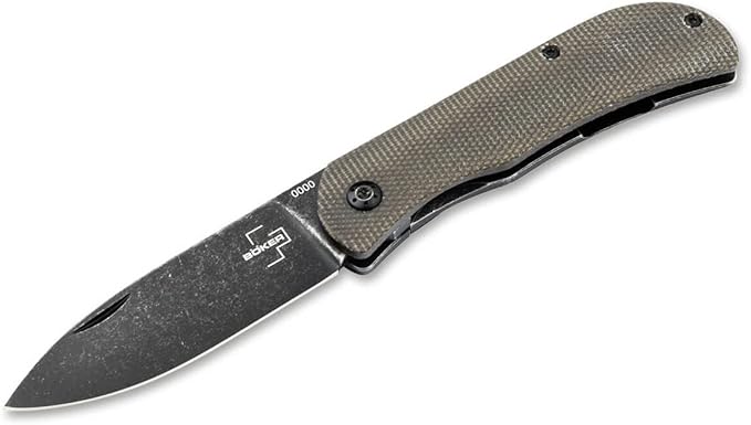 Böker Plus Exskelibur II Framelock Micarta Pocket Knife, 2.80" D2 Blade, Framelock, Green Micarta Handle, Designed by Mike Skellern