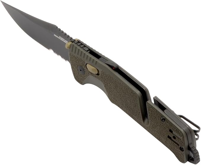 SOG Trident at Ambidextrous Professional Partially Serrated Folding Knives | Heat-Treated CRYO D2 Stainless Steel Blade