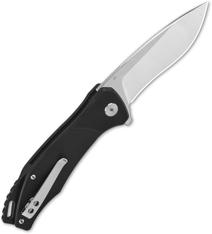 QSP KNINFE Raven 4.5" Flipper Folding Pocket Knife, D2 Blade G10 or Micarta Handle, Smooth Flipper Opening Knife