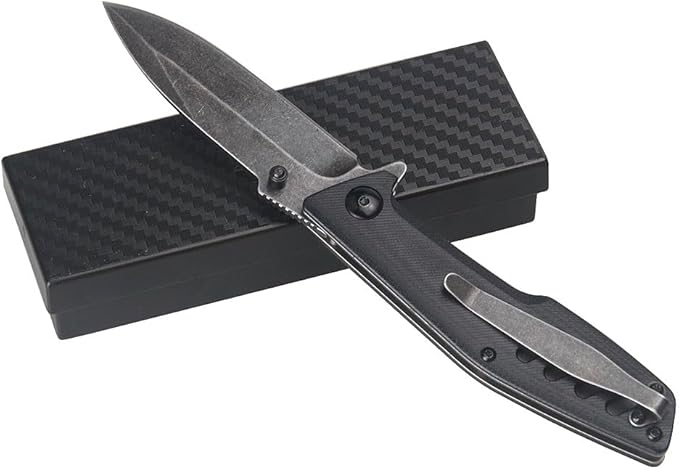 ILEAF Pocket Folding Knife, 3.2 inch 5Cr13 Stainless Steel Blade, Black G10 Handle, Liner Lock for Everyday Carry Outdoor Camping (5Cr13 Steel)