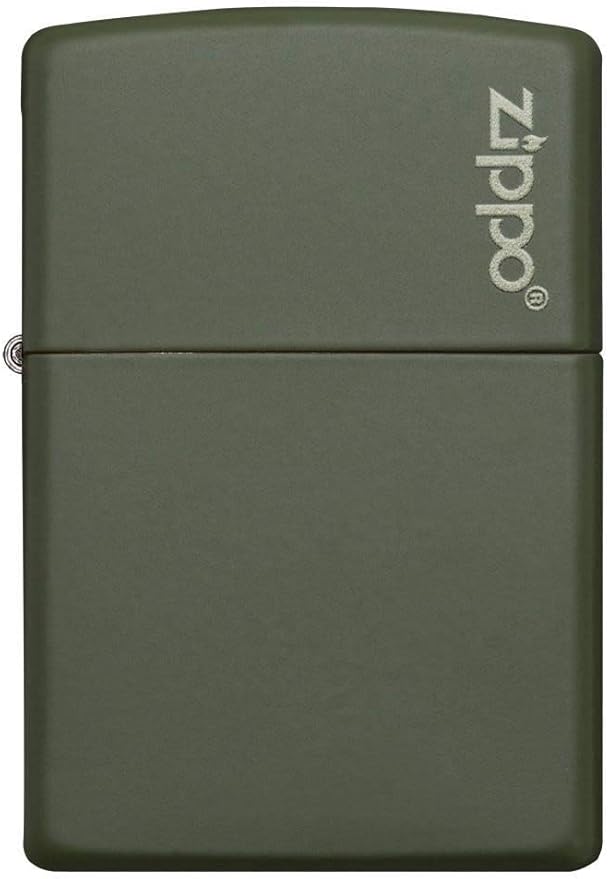 Zippo Green Matte Logo Pocket Lighter