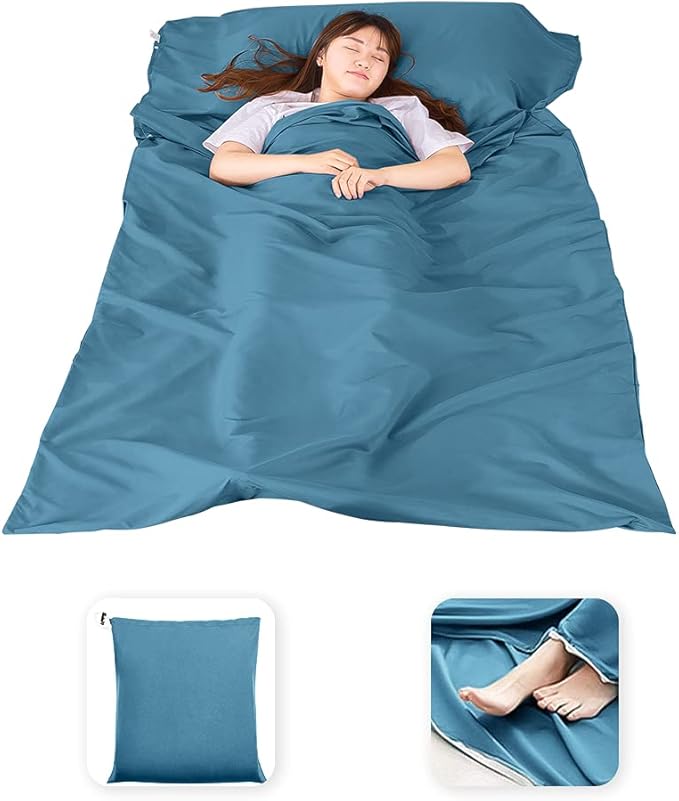 Sleeping Bag Liner Lightweight Compact Sleeping Bag Sack Portable Clean Travel Sheet Camping Sleep Sheet for Backpacking Hotel Hiking