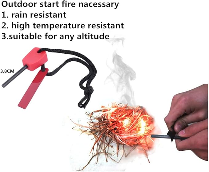 Pocket Chainsaw Paracord Handle Survival Chain Saw Magnesium Fire Starter 32.6 Inches Portable Garden Hand Saw with Sharp Teeth Emergency Outdoor Tool Gear for Camping Hunting Tree Cutting