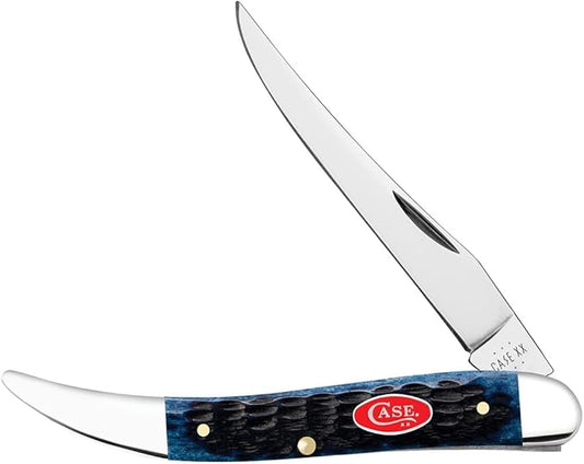 Case XX WR POCKET KNIFE NAVY BLUE JIGGED BONE MEDIUM TEXAS TOOTHPICK, ITEM 6892, LENGTH CLOSED 4 1/4 INCH (610094 SS)