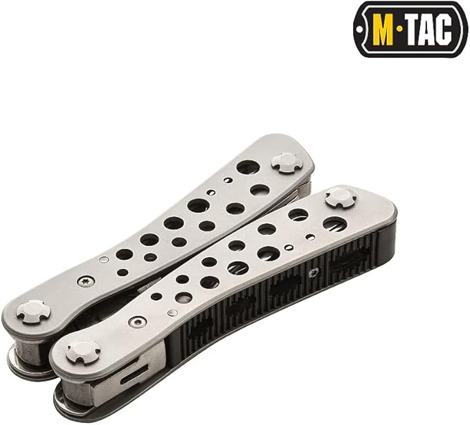 M-Tac Type 1 Multitool Screwdriver with 9 bits - 11-in-1 Stainless Steel Utility Tools with Knife Saw Pliers - EDC Outdoor Multi Tool in Nylon Case (Gray)