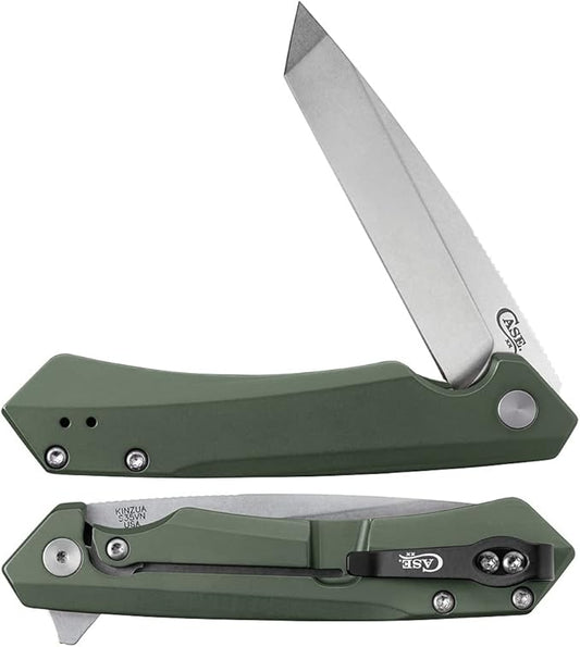 Case XX WR Pocket Knife Kinzua EDC, S35VN Tanto Blade, OD Green Anodized Aluminum Handle W/Clip #64671 (KINZUA) 4 3/4" Inches Closed