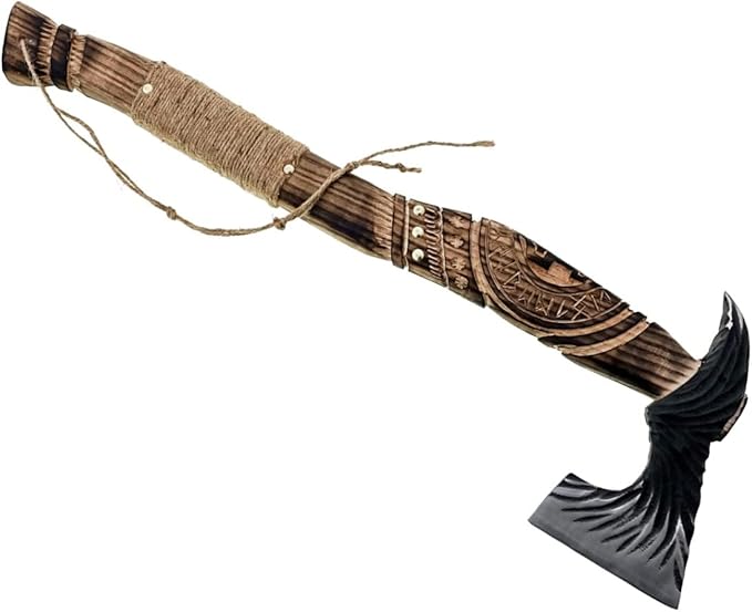 AX-3003 Custom Handmade Carbon Steel Viking Hatchet Axe with Leather Sheath