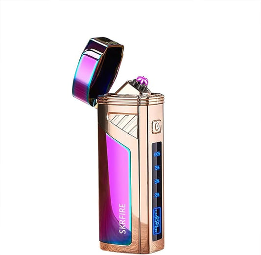 SKRFIRE Triple Arc Electric Lighter Plasma Lighter Rechargeable Lighter Windproof Outdoor Lighter Cool Lighter Suitable for Candles, Camping (Colour Ice)