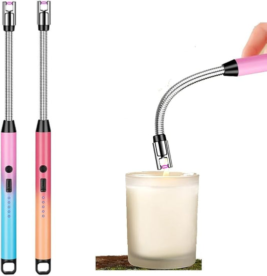Gifts for Her,2 Pack Electric Lighters for Candle,Flameless Candle Lighter with USB Charging, Windproof,Aromatherapy,Candles,BBQ,Kitchen,Camping,Gifts for Mom, Stocking Stuffers. (Gradient Pink)