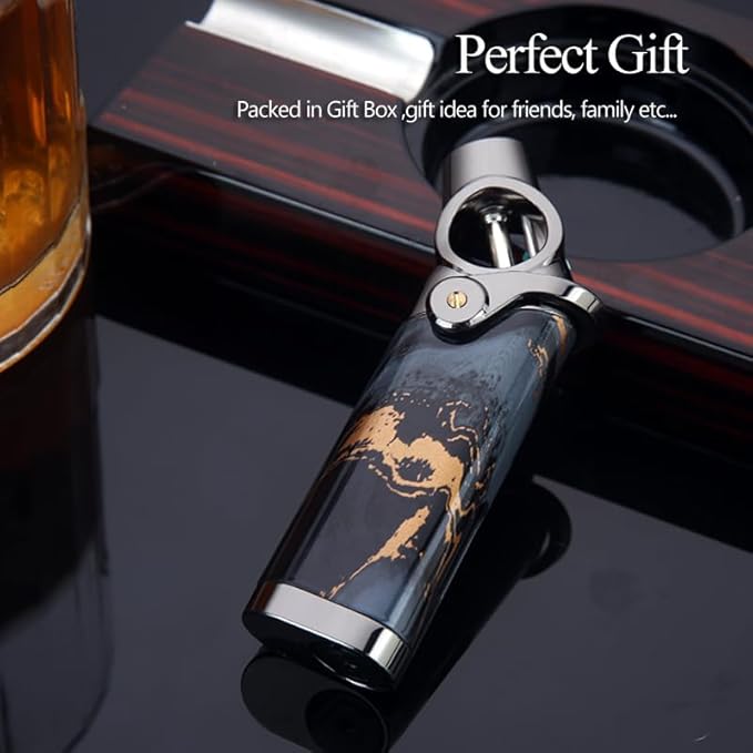 HONEST Single Jet Flame Butane Lighters Refillable Torch Lighters Adjustable Gas Lighter Windproof Lighters Gift for Men BBQ Grill Camping (Black)