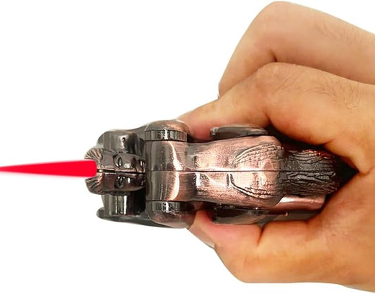 Retro Red Copper Cool,Butane Jet Torch Lighter,Refillable Windproof Flame Lighters,Adjustable,Long,BBQ Candles Camping (No Gas)