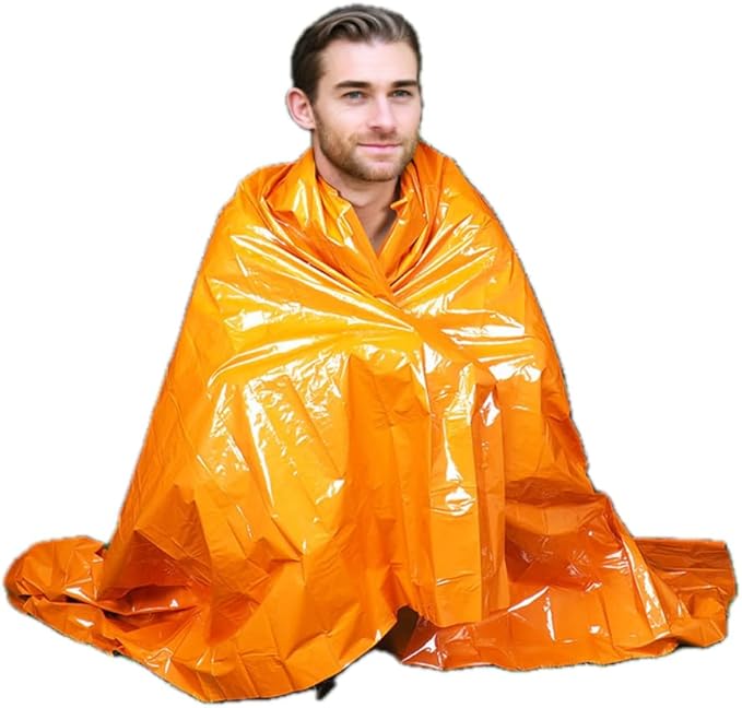 Emergency Survival Sleeping Bag 2 Pack - Thermal Portable Bivy Sack Waterproof for Camping, Hiking, Outdoor Activities - Lightweight & Compact Blanket for Travel - Orange & Green