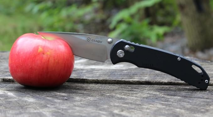 Ganzo G7531 Folding Pocket Knife 440C Stainless Steel Blade G10 Anti-Slip Handle with Clip Hunting Fishing Camping Folder Outdoor EDC Knife (Black)