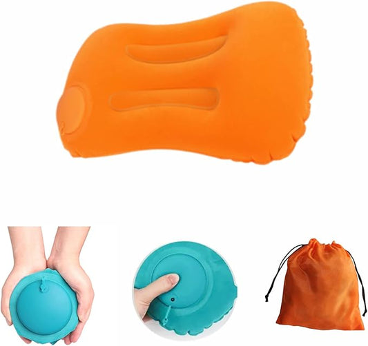 Compression Inflatable Camping Pillow, 2 Pack Camping Inflatable Pillow, Camping Pillow for Sleeping (Orange)
